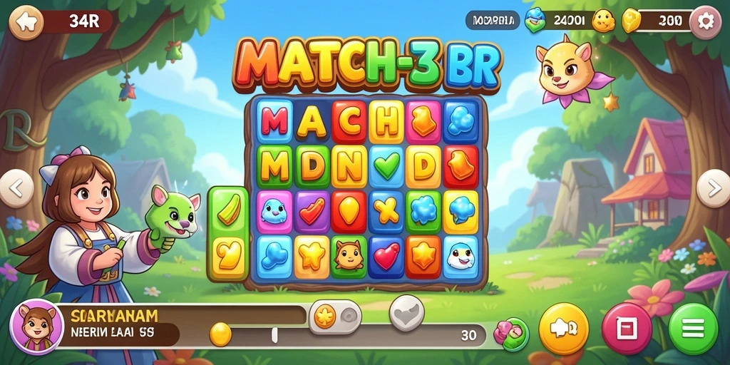 Screenshot gameplay 34R yang penuh warna dan menarik.