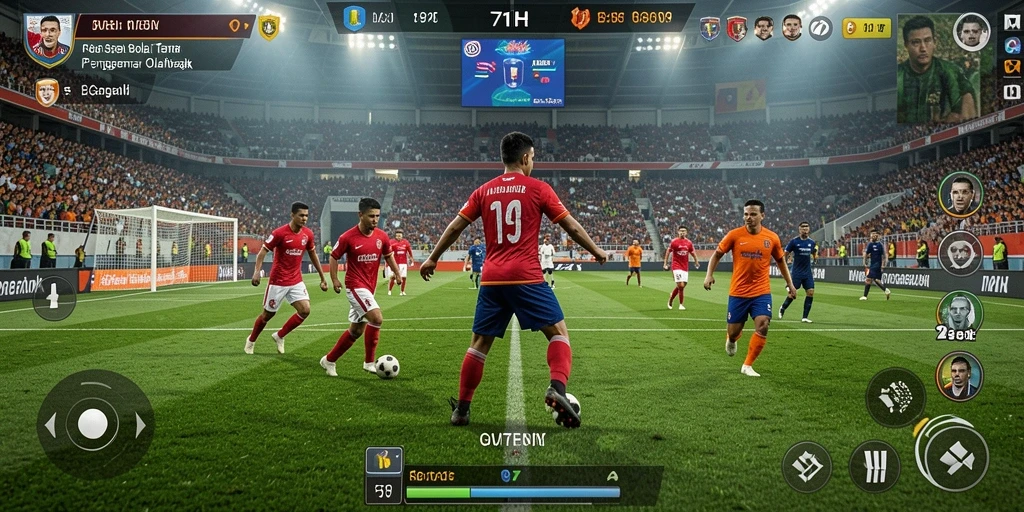 Gameplay 71H yang intensif dan mendebarkan dalam sepak bola.