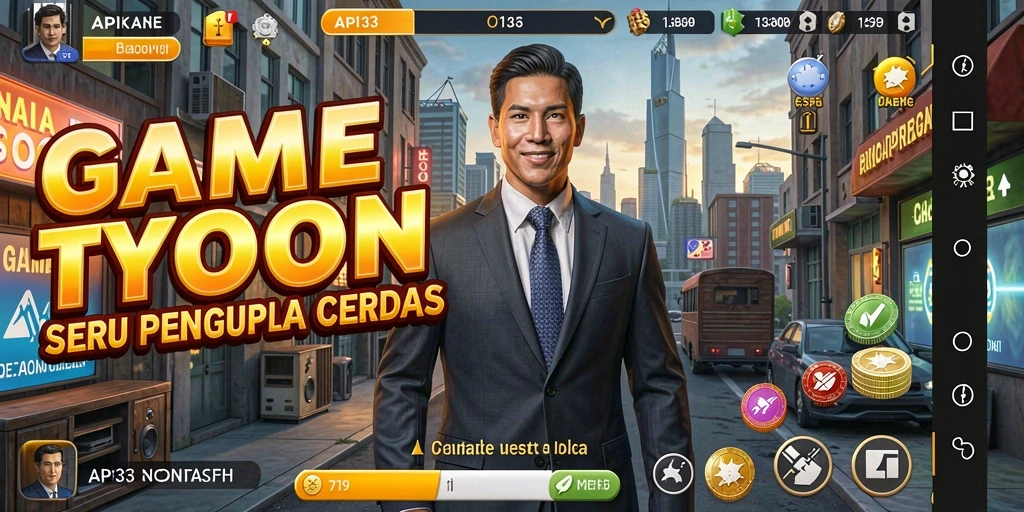 Screenshot menunjukkan gameplay menarik dalam membangun kerajaan bisnis.