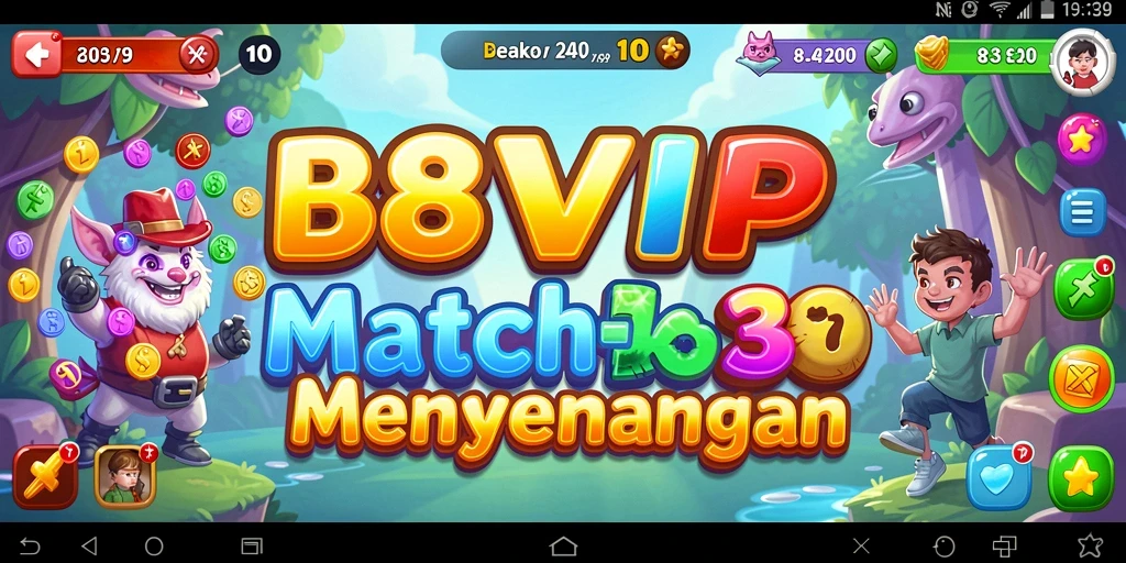 Screenshot gameplay B8VIP yang menampilkan permata berwarna-warni.