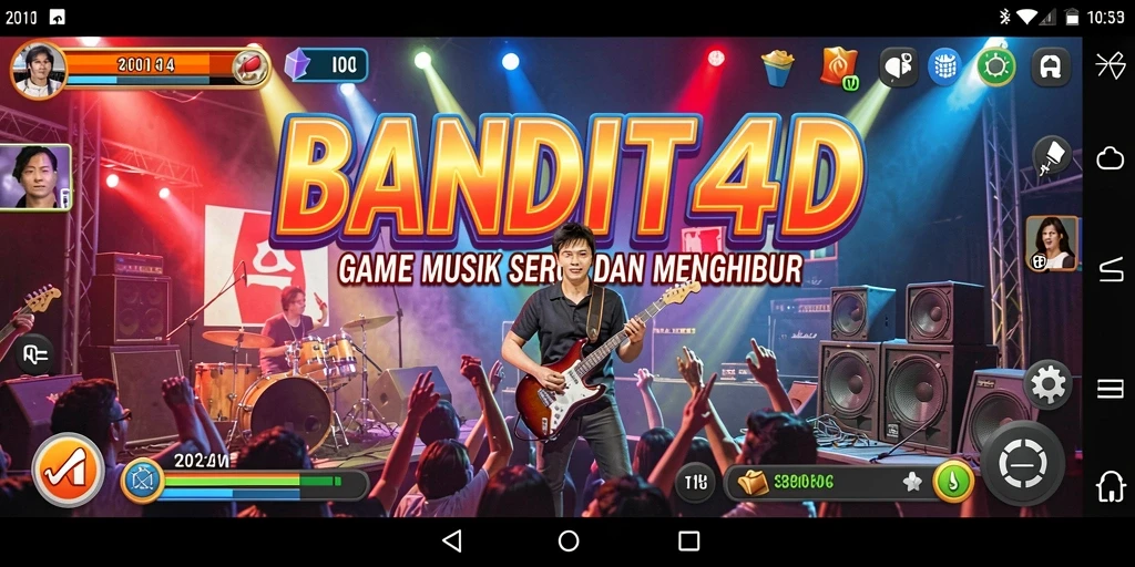 Screenshot menampilkan gameplay seru BANDIT4D dengan berbagai alat musik.