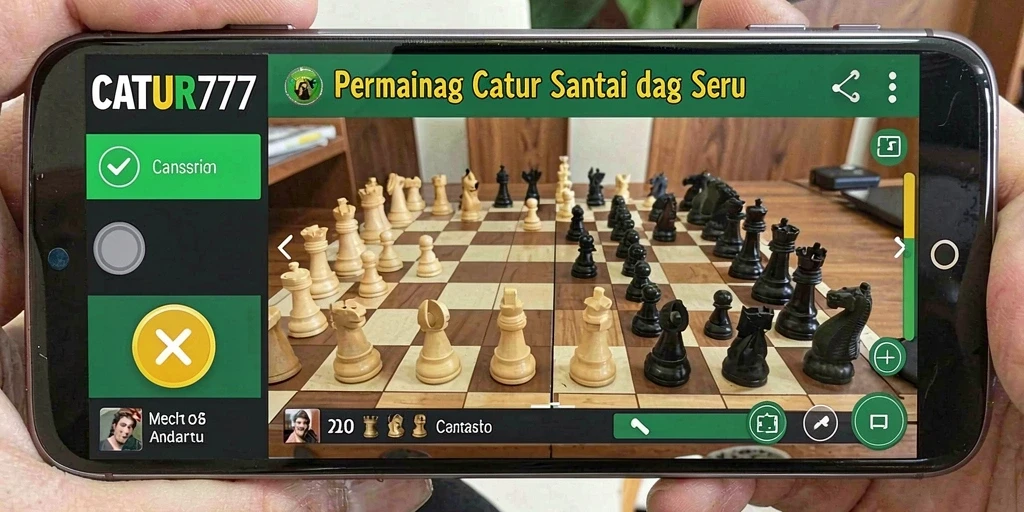 Screenshot CATUR777 menampilkan gameplay catur yang santai dan menarik.