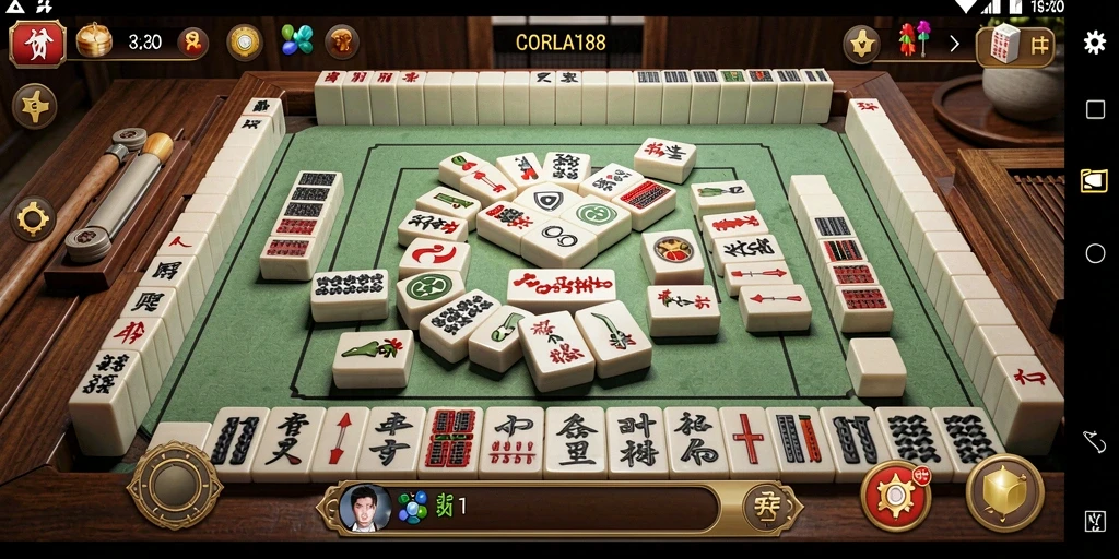 Tampilan gameplay menyenangkan dari CORLA188 yang menampilkan keseruan Mahjong.