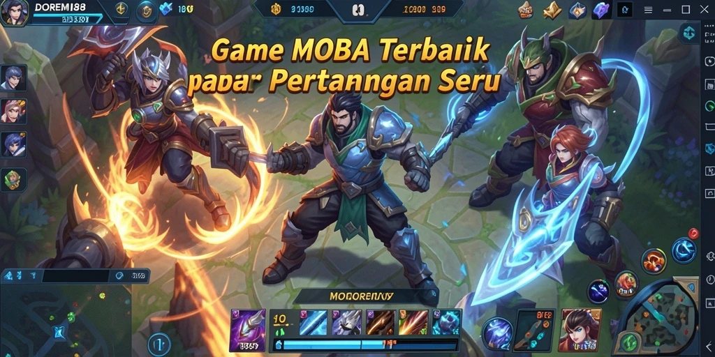Screenshot menunjukkan aksi seru dalam game MOBA DOREMI88.