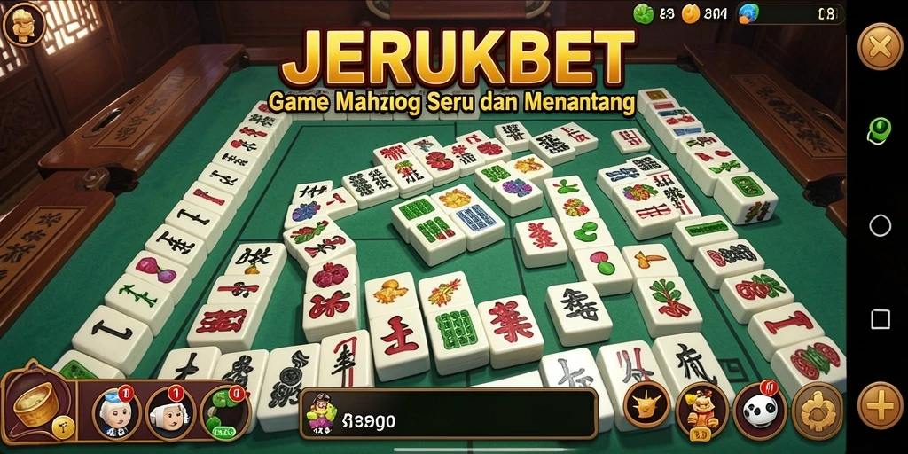 Tampilan gameplay menantang di JERUKBET dengan ubin Mahjong.