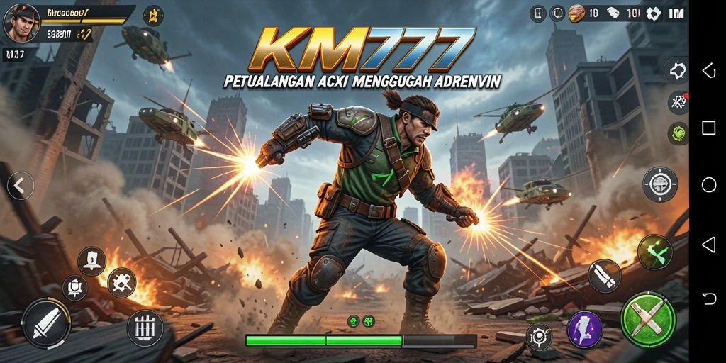 Tangkapan layar utama KM777 menampilkan aksi mendebarkan dalam Gameplay.
