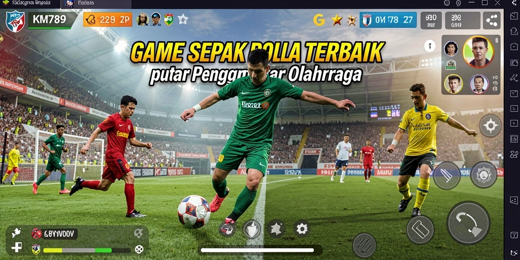 Tangkapan layar menunjukkan aksi seru permainan sepak bola KM789.
