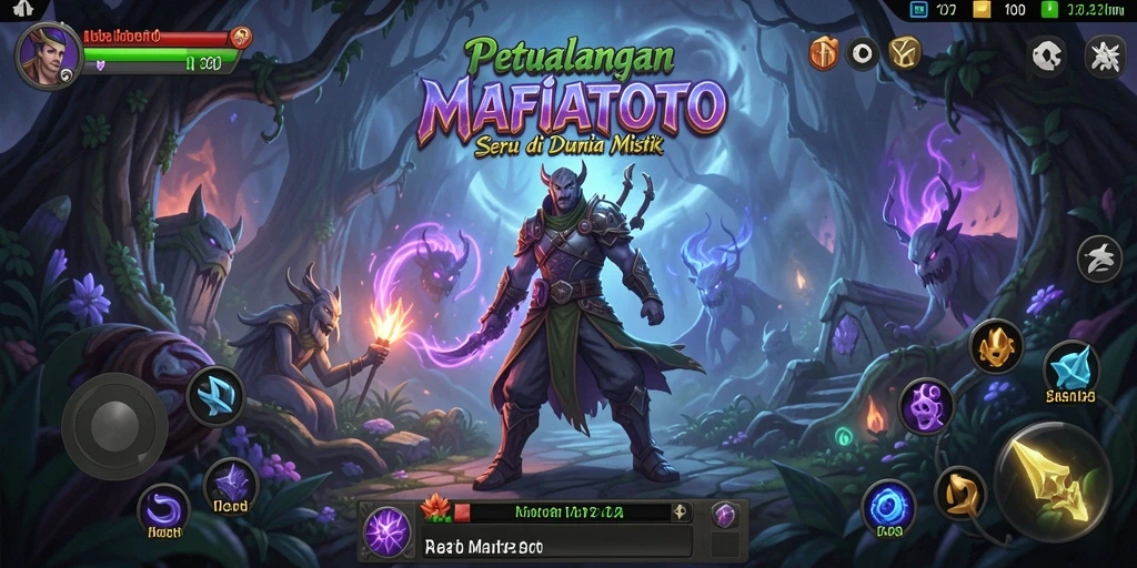Screenshot gameplay MAFIATOTO menampilkan petualangan seru di hutan mistik.