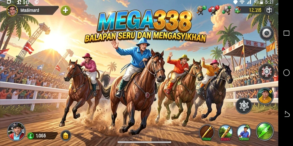 Tampilan gameplay MEGA338 dengan aksi balap yang mendebarkan.