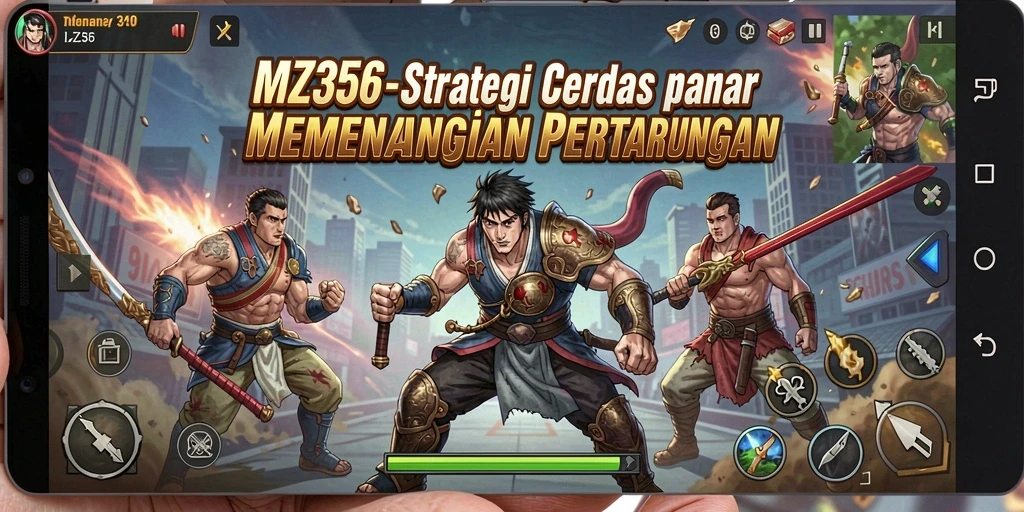 Screenshot gameplay MZ356 menampilkan pertempuran strategi yang mendebarkan.