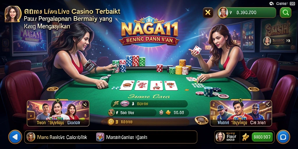 Screenshot gameplay Live Casino NAGA11 dengan dealer langsung yang profesional.