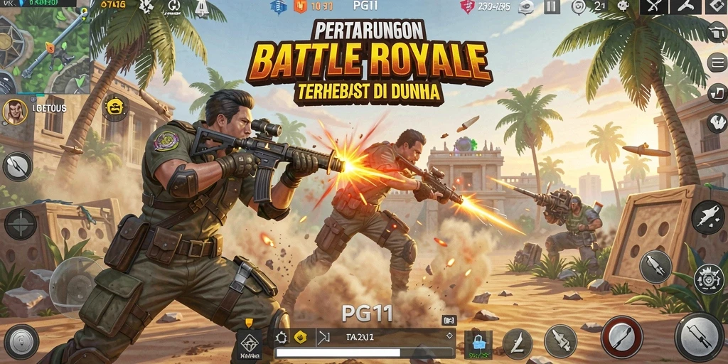 Tangkapan layar PG11 menunjukkan aksi mendebarkan dalam pertarungan Battle Royale.