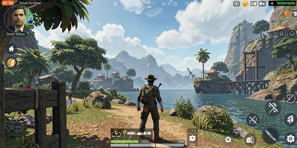 Tampilan gameplay menakjubkan dari RR789 yang menampilkan dunia terbuka.