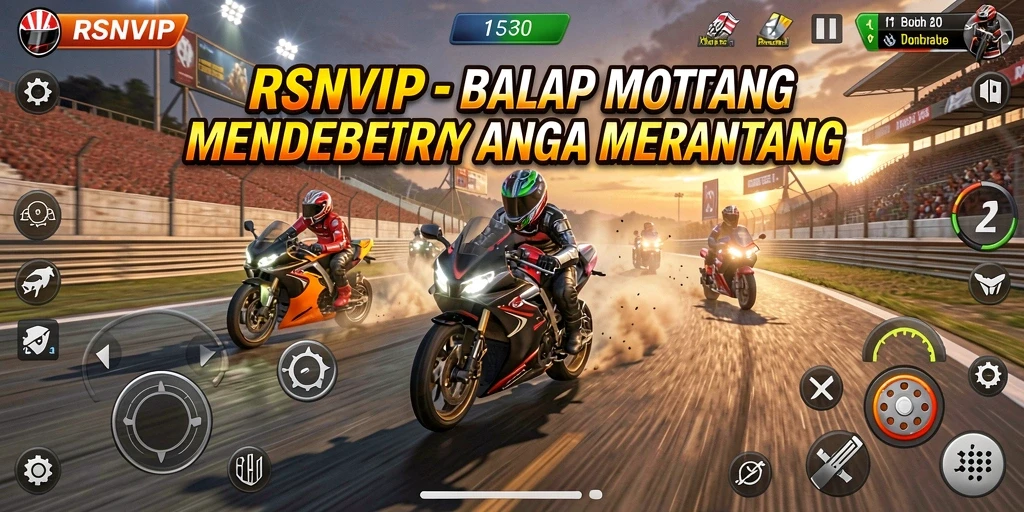 Tampilan gameplay mendebarkan dari RSNVIP yang menampilkan aksi balap motor.