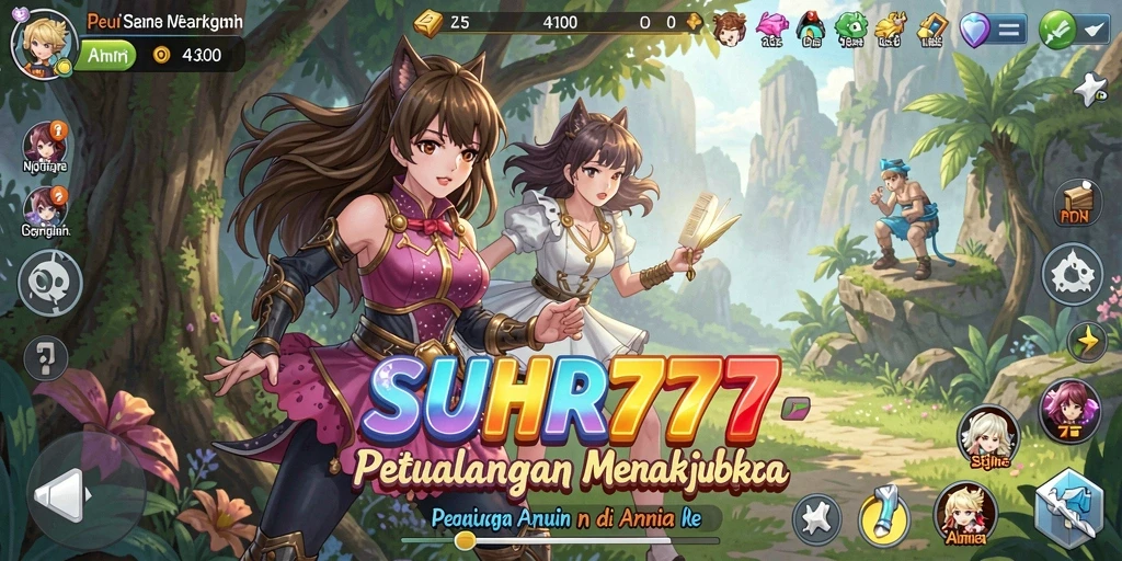 Tangkapan layar utama SUHU777 menampilkan aksi pertarungan karakter Anime.
