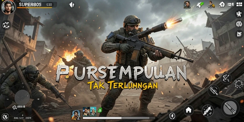 Tampilan gameplay aksi mendebarkan dalam SUPER805.
